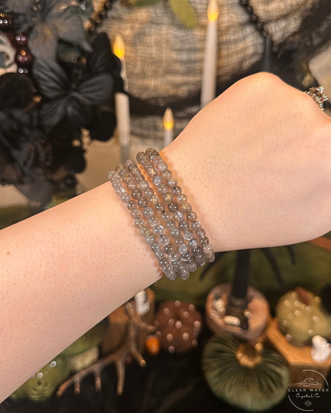 Black Moonstone Beaded Bracelet