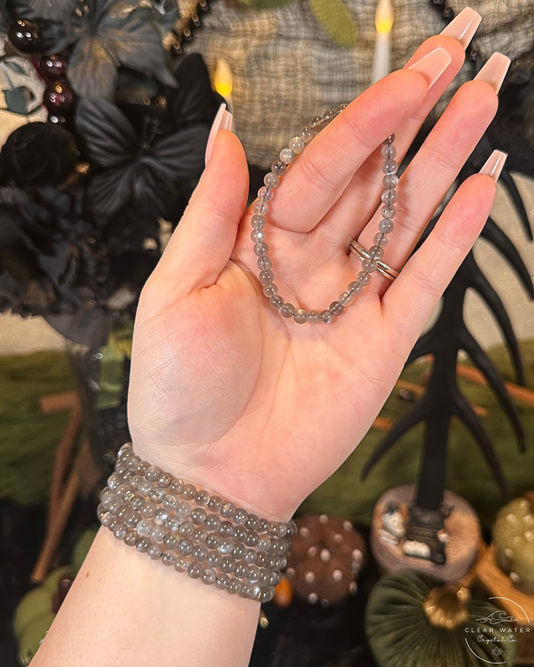 Black Moonstone Beaded Bracelet