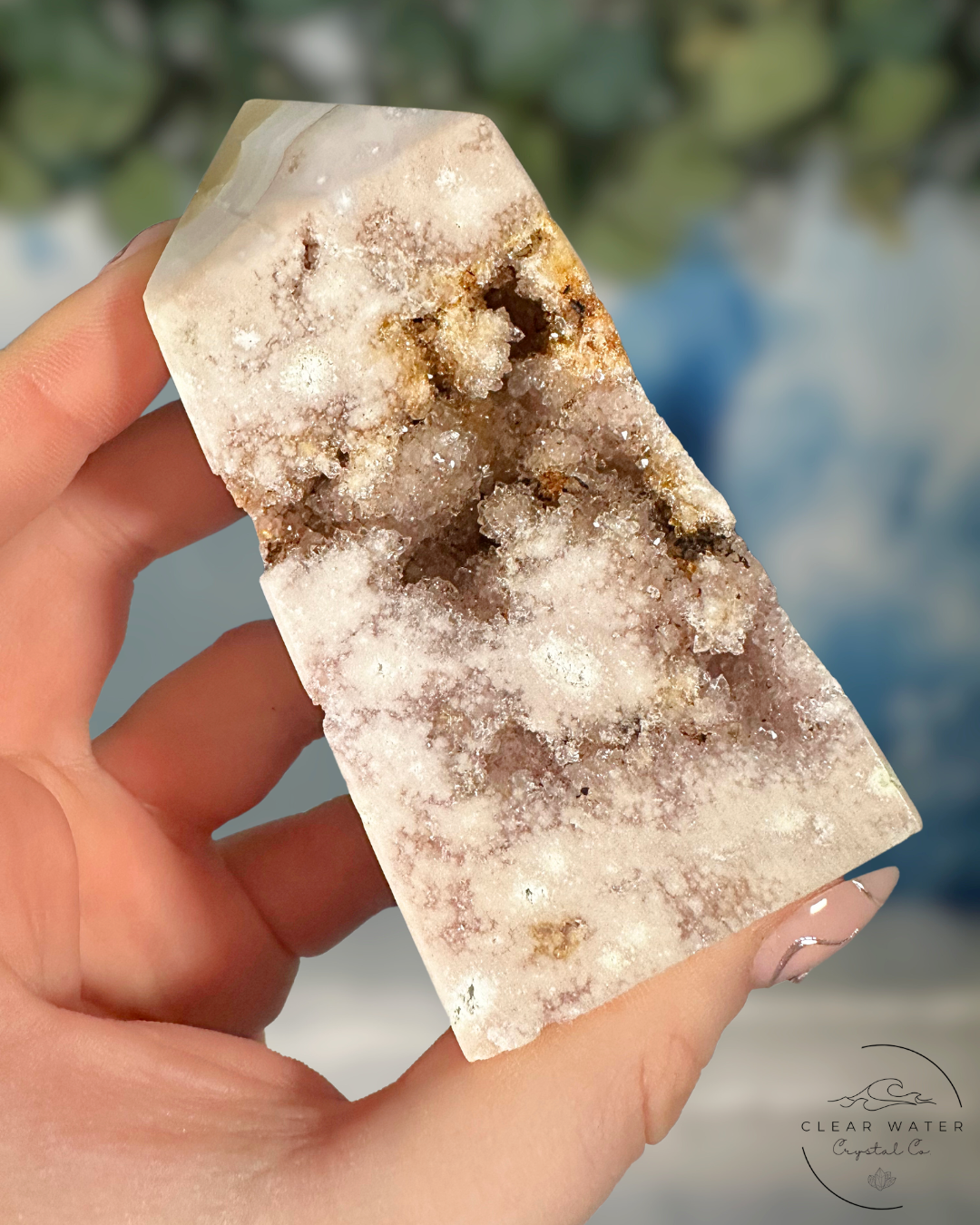 Blooming Heart Tower: Flower Agate & Pink Amethyst Synergy