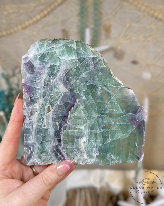 Large Mexican Fluorite slab- Seaglass Shore