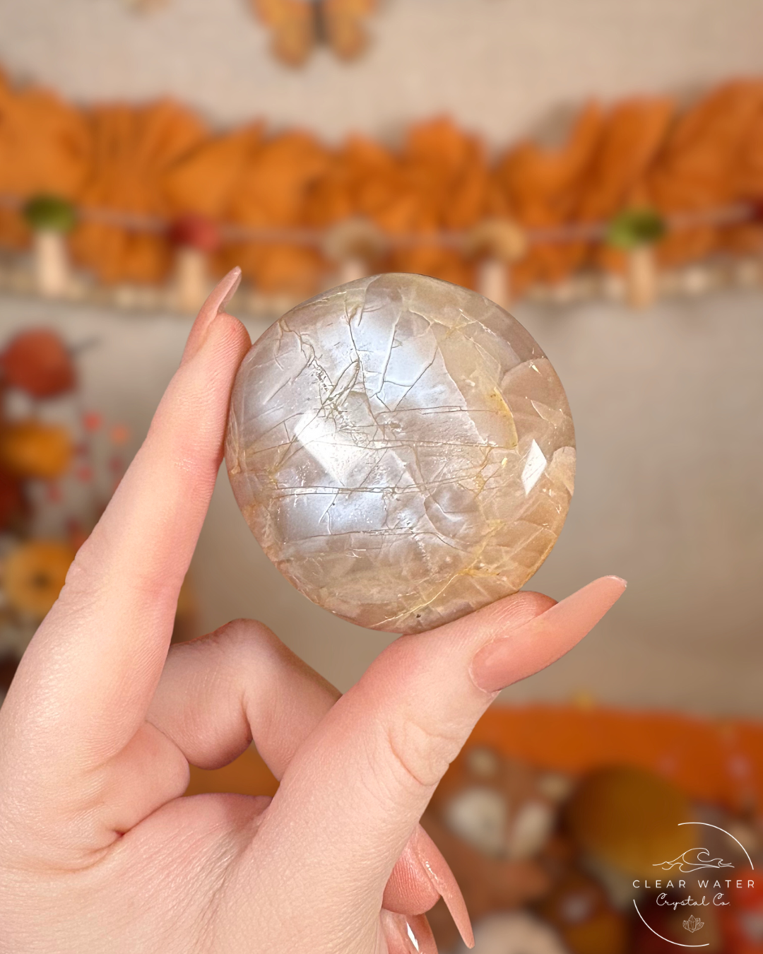 Peach Moonstone Palmstone- Hearthlight