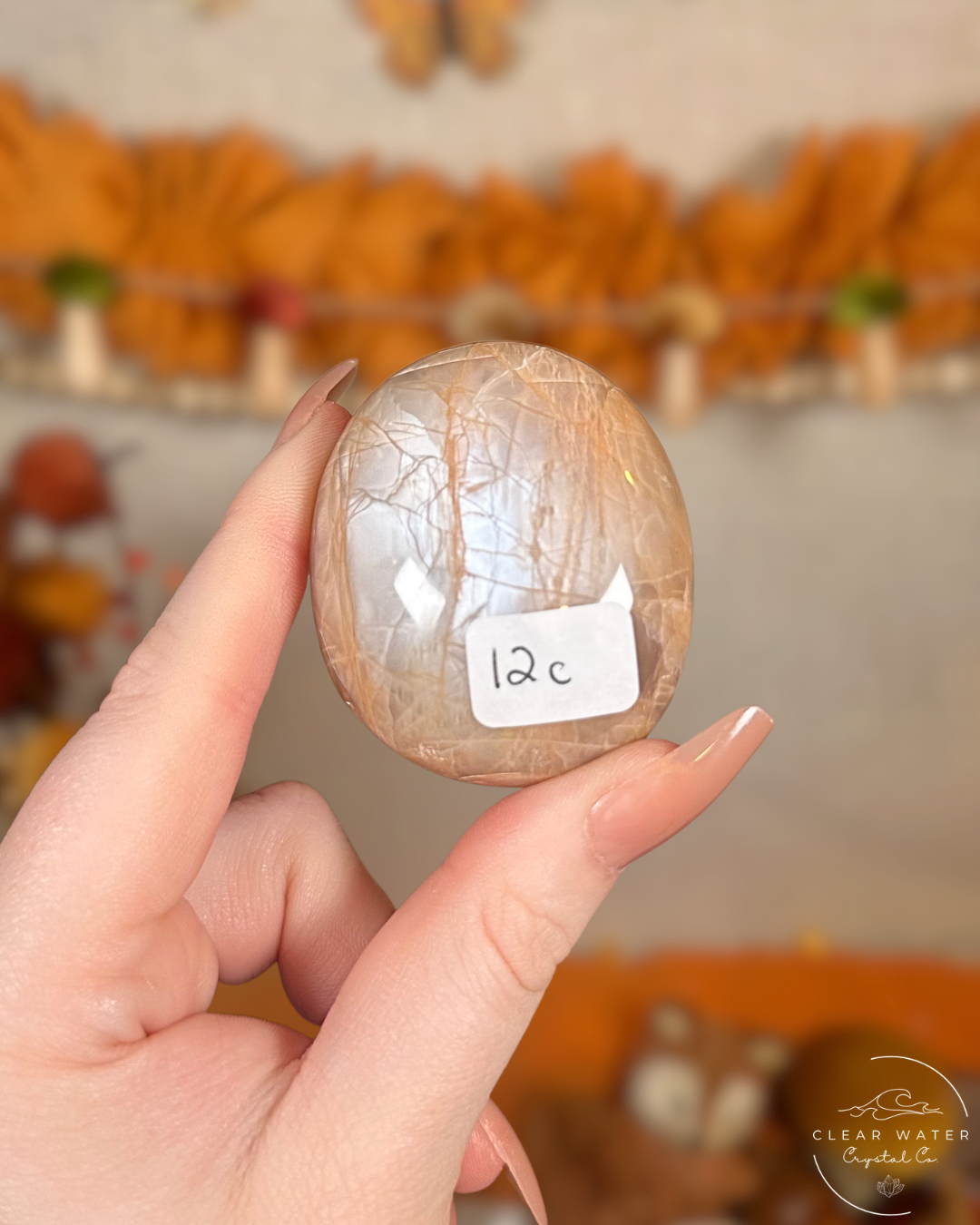 Peach Moonstone Palmstone- Hearthlight