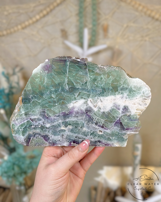 Large Mexican Fluorite slab- Seafoam Serenity