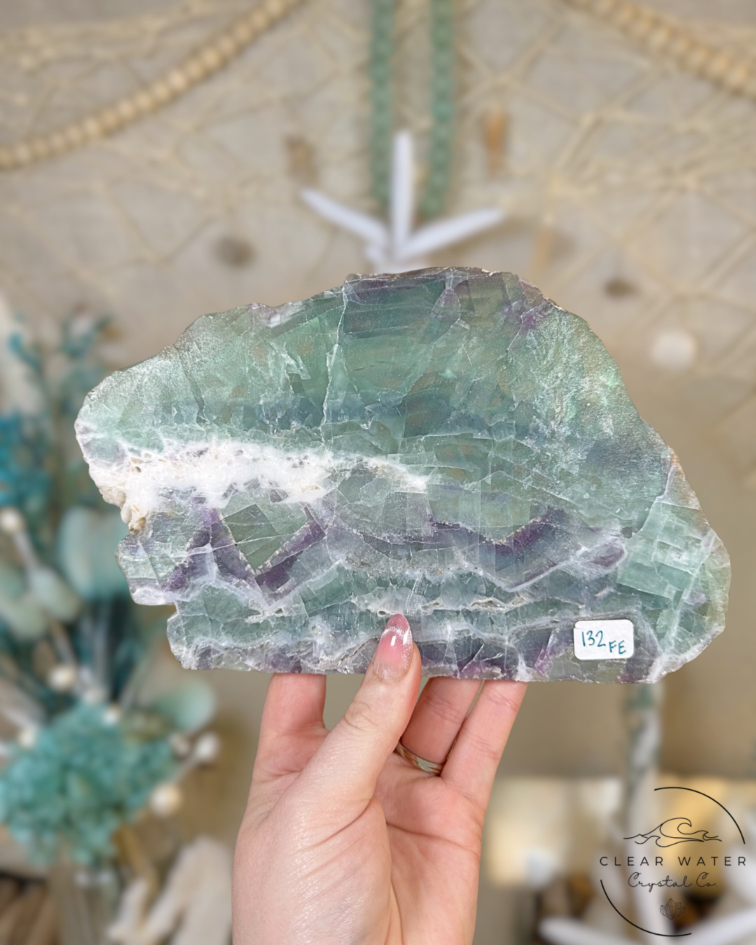 Large Mexican Fluorite slab- Seafoam Serenity