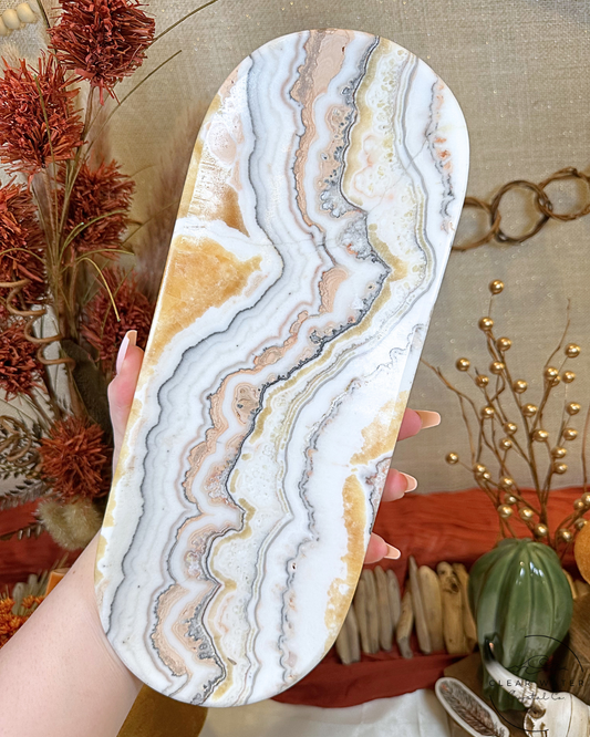 Large Orange/Zebra Calcite Tray- Mexico
