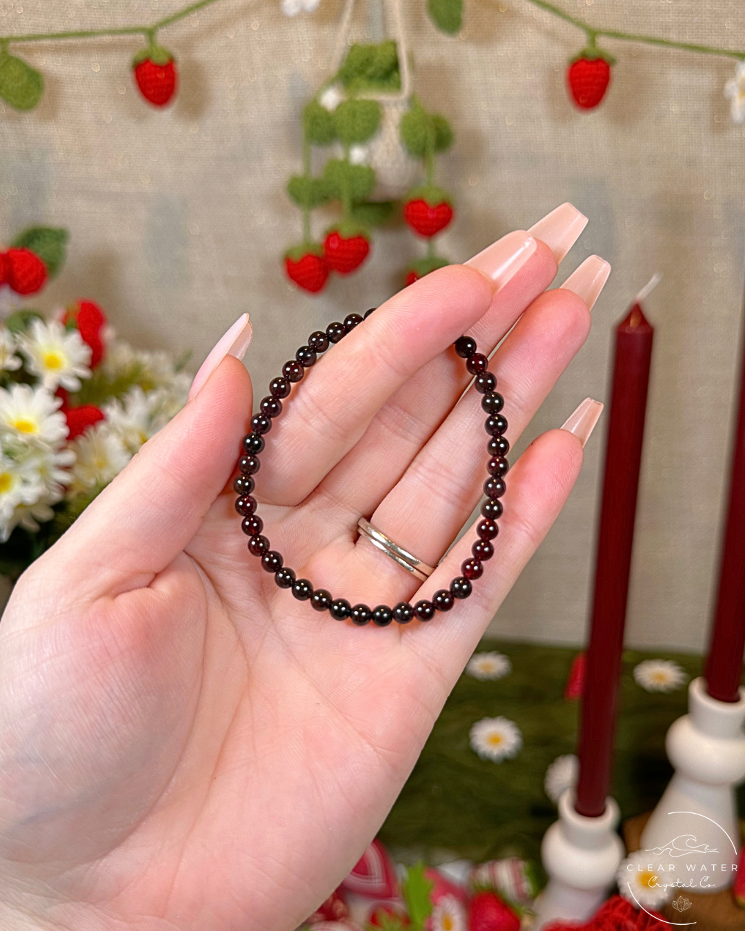 Garnet Beaded Bracelet