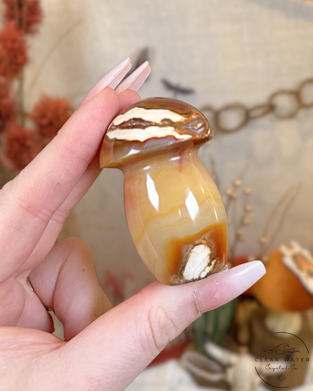 Carnelian Mushroom Carving- Madagascar