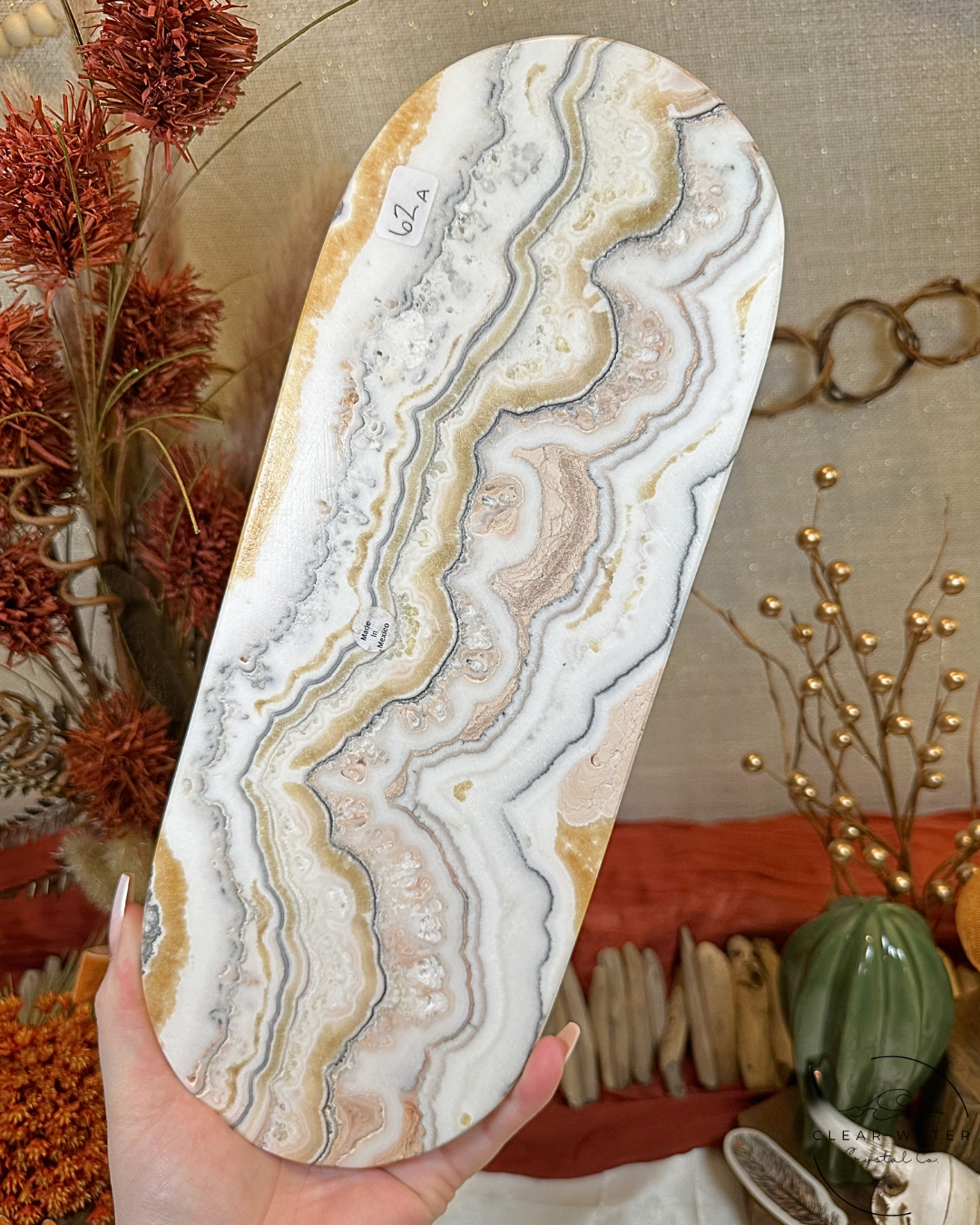 Large Orange/Zebra Calcite Tray- Mexico 2