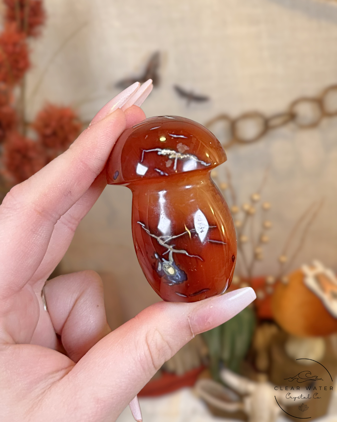 Carnelian Mushroom Carving- Madagascar