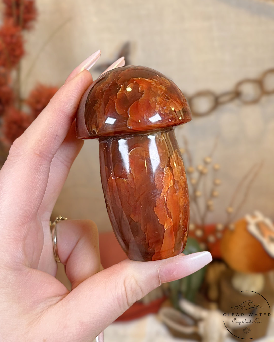 Carnelian Mushroom Carving- Madagascar