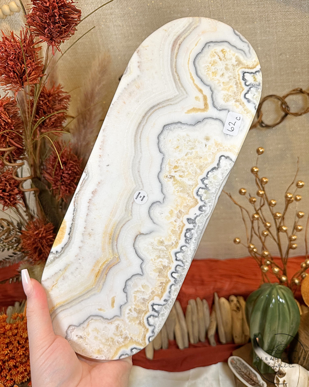 Large Orange/Zebra Calcite Tray- Mexico 3