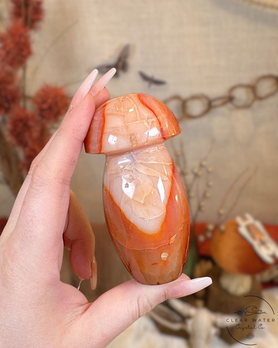 Carnelian Mushroom Carving- Madagascar