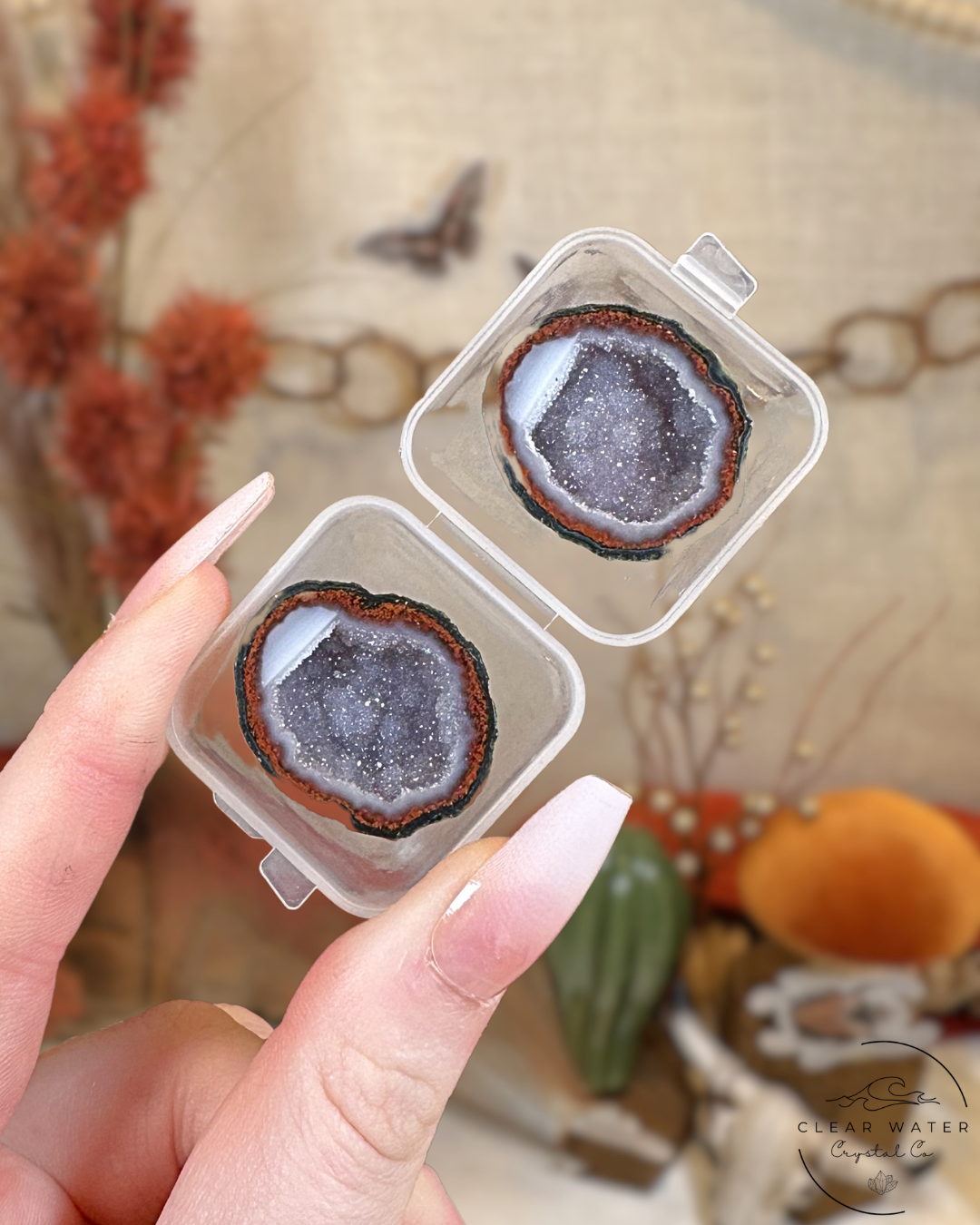 Red Tabasco Agate Geode Pair- Mexico