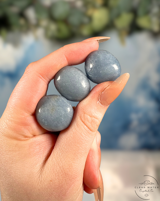 Angelite Tumble Stone - Gentle Serenity & Angelic Connection