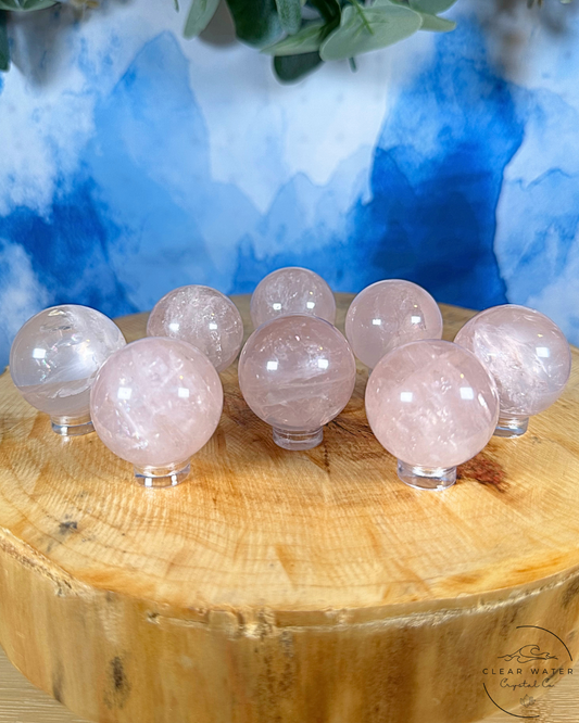 Brazilian Rose Quartz Spheres: Gentle Love, Starry Secrets