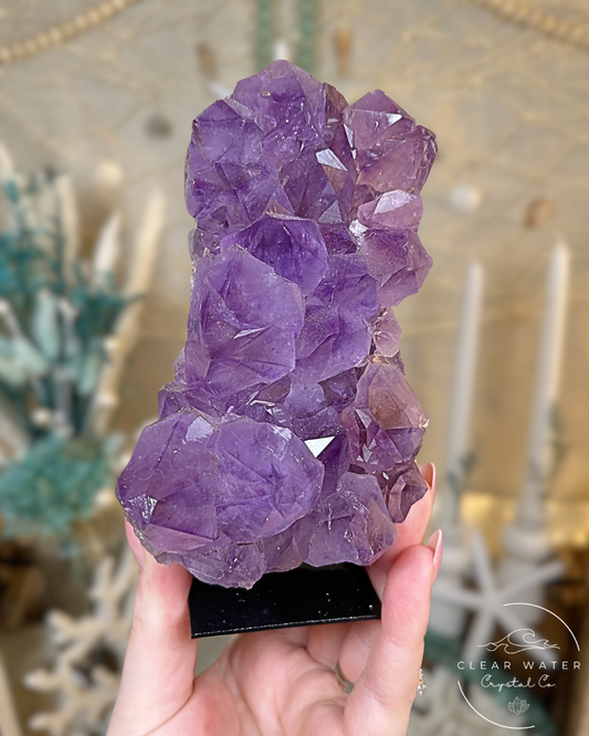 Lilac Luster- Amethyst Cluster on Stand (Brazil)