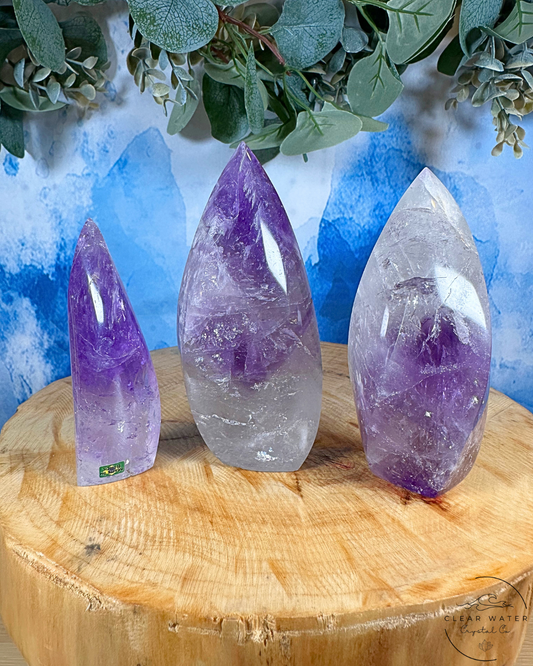 Brazilian Amethyst Flames- Phantoms, Rainbows & Royal Hues