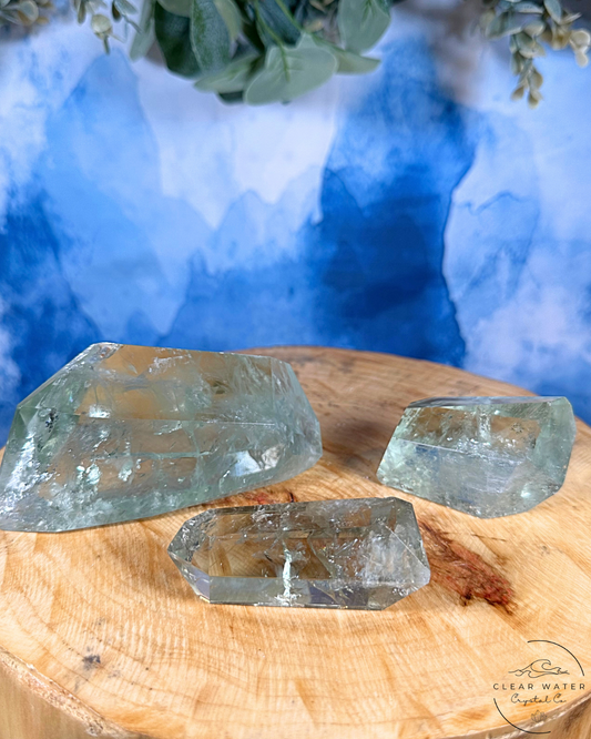 Prasiolite (Green Amethyst) Freeforms: Radiant Light