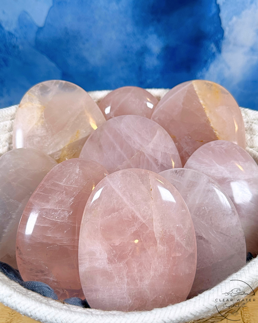 Extra Large Madagascan Rose Quartz Palmstones: Love's Embrace