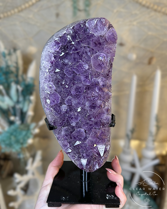 Violet Veil- Amethyst Cluster on Stand (Brazil)