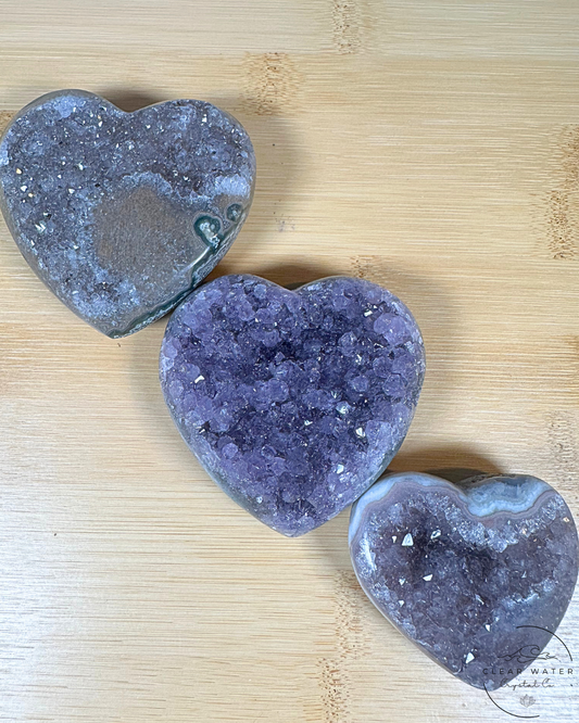 Uruguayan Amethyst Heart Carvings