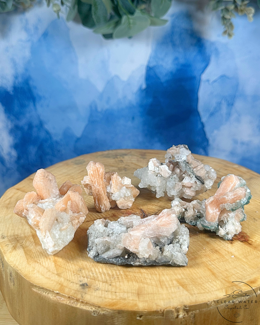 Peach Stilbite Specimens: Soft Connection