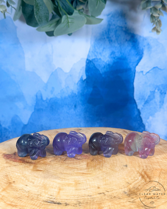 Pocket Protectors: Small Fluorite Elephant Carvings