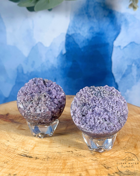 Half-Polished Grape Agate Spheres: Mystical Harvest